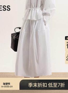 【商场同款】LESS2025年秋新款休闲松紧腰中长款半身裙2P8D1448K