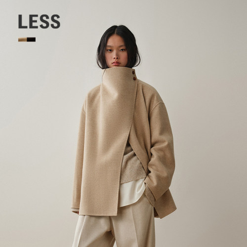 LESS翻领含羊绒呢大衣