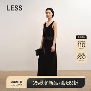 收腰拼接针织吊带连衣裙2P7G18020 商场同款 LESS2025年秋新款