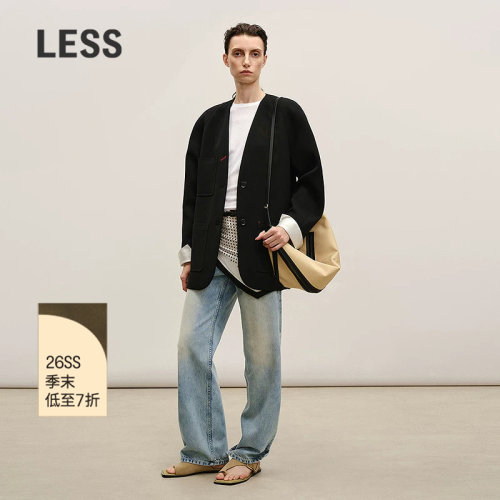 LESS通勤直筒水洗牛仔裤