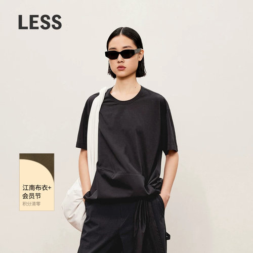 LESS不对称圆领T恤全棉通勤