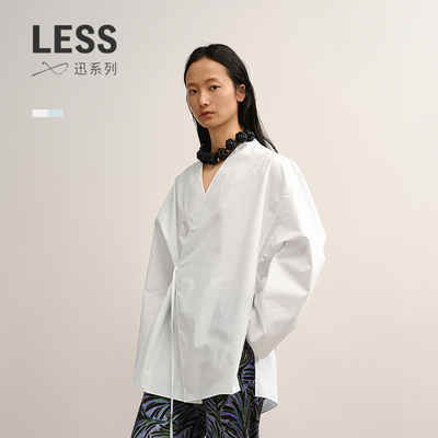 LESS休闲V领纯色衬衫女