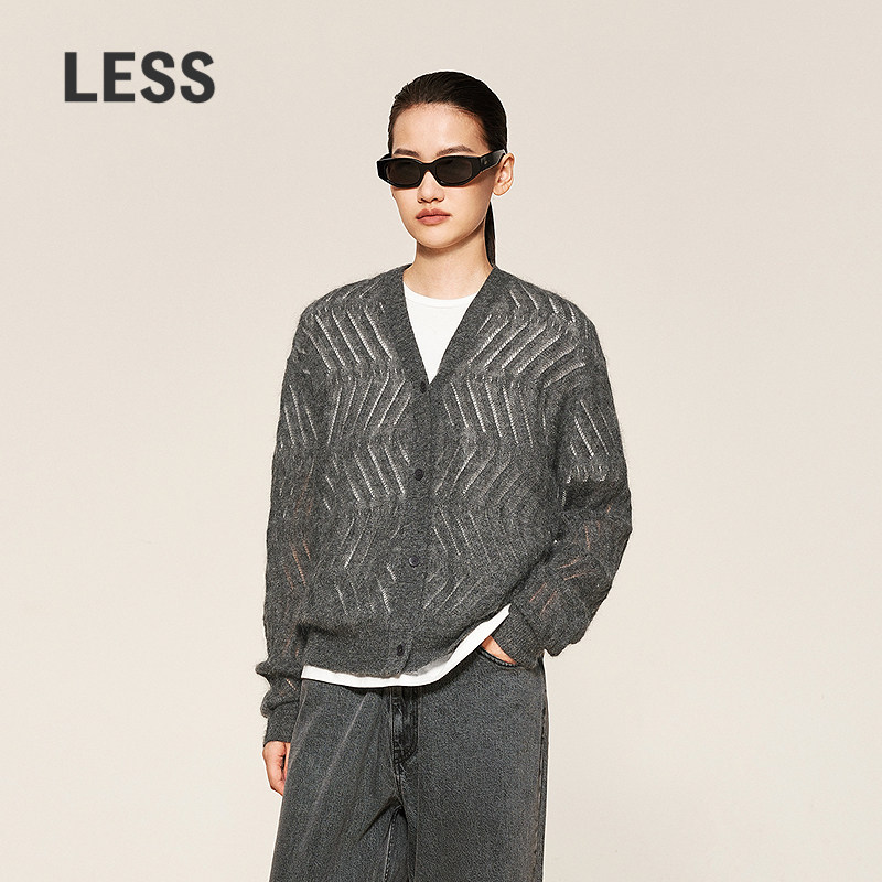 【精工系列】LESS春秋意大利马海毛V领薄款针织开衫外套2O83