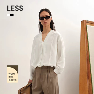 【商场同款】LESS2025冬新款简约气质V领含桑蚕丝衬衫女2PA218190