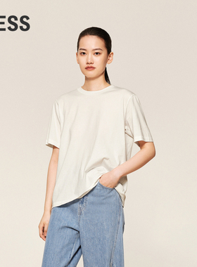 【LESSx辛瑶瑶】合作款圆领棉质光影设计感短袖T恤上衣2O8112760