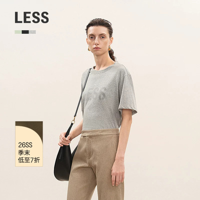 LESS全棉休闲圆领字母T