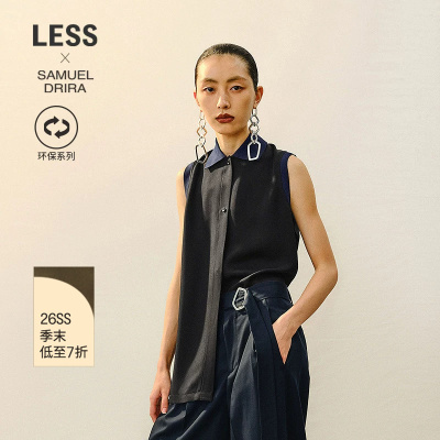 LESS环保醋酸翻领无袖衬衫