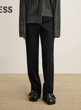 【商场同款】LESS2025冬新款通勤修身开衩西装烟管裤女2P0E17300