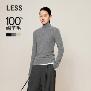 口拼接打底衫 LESS修身 袖 女高领套头基础款 2O0311170 羊毛针织衫