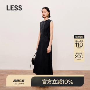 LESS秋醋纤小A摆修身 连衣裙2O7G11920 长裙女时尚 舒适气质拼接无袖