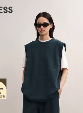 【商场同款】LESS2025秋新款无袖休闲纯色卫衣背心女2P8014600