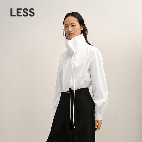 LESS全棉立领套头白衬衫