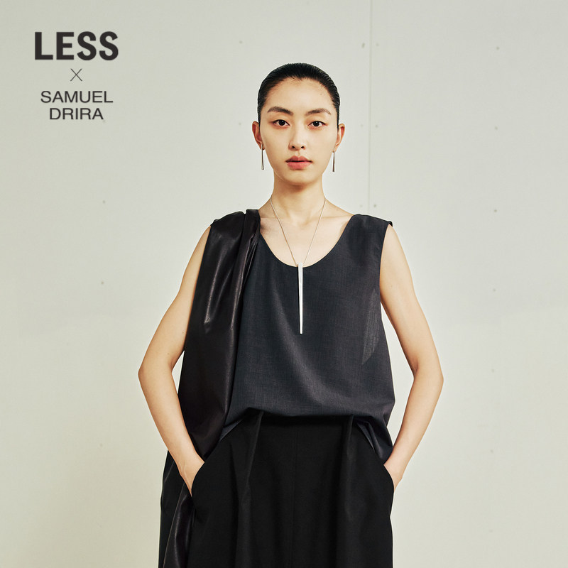 【LESSxSamuel】春秋后V字设计上衣女无袖背心衬衫女2O7210020