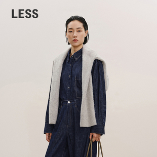 【商场同款】LESS2026春新款泰国进口全棉复古牛仔衬衫2Q2213330