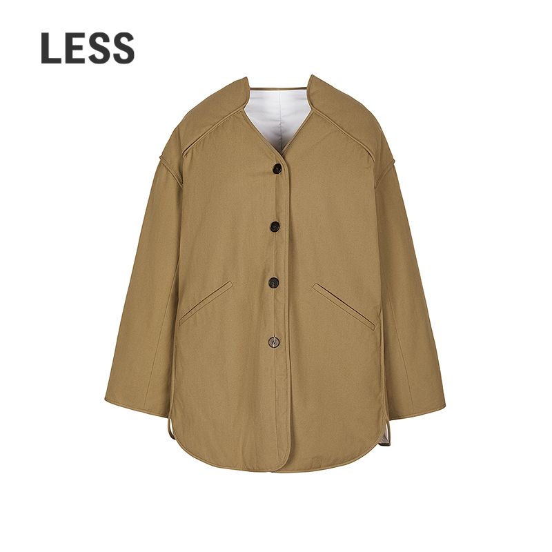 LESS复古中长款白鸭绒羽绒服