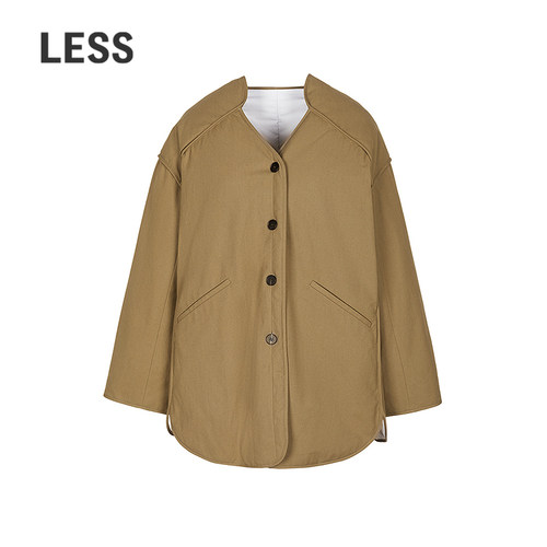 LESS复古中长款白鸭绒羽绒服