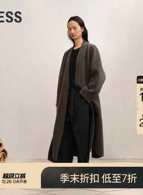 【商场同款/0压系列】LESS2025冬新美丽诺长款毛呢大衣2P0816210