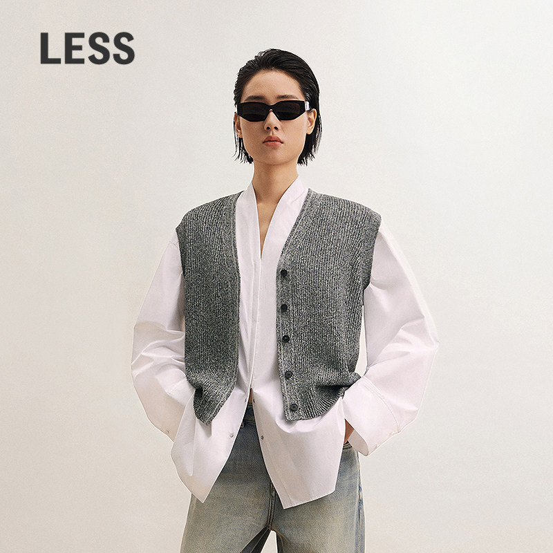 LESS休闲无袖V领针织衫马甲图片