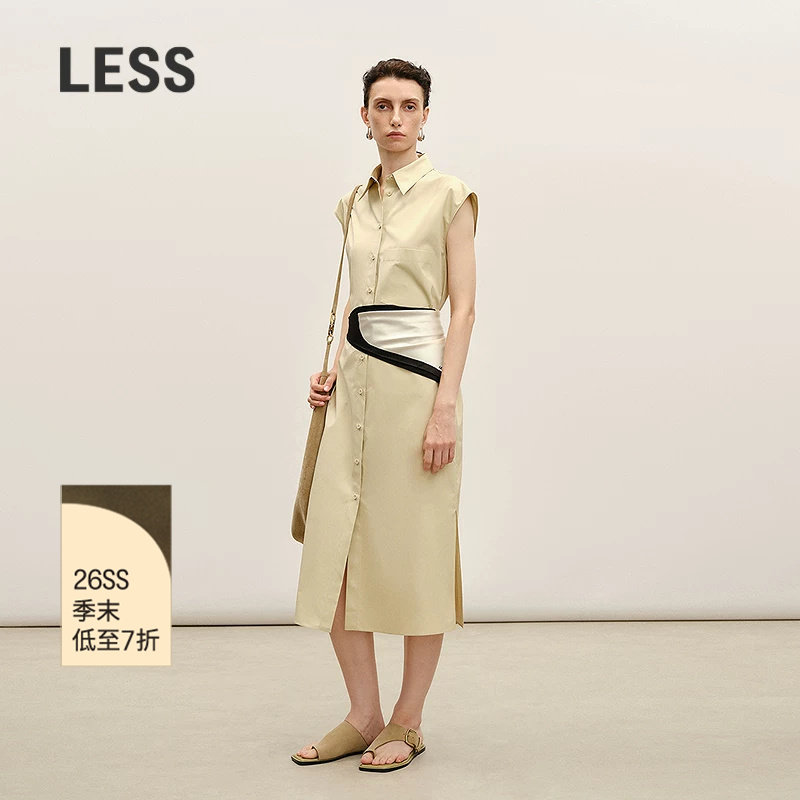 LESS匹马棉polo无袖连衣裙图片