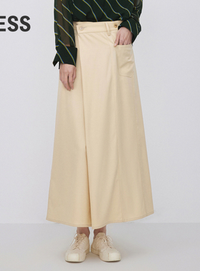 LESS高腰A版半身裙女气质优雅设计感宽松中长款伞裙腰裙2N7D10950