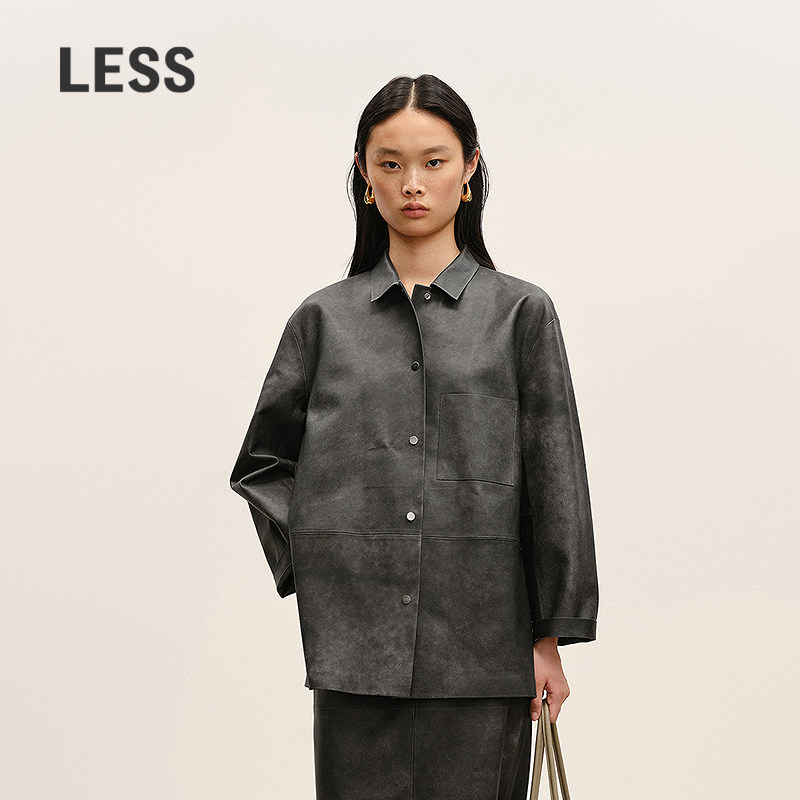 【商场同款/精工系列】LESS2026春新款复古真皮衣外套女2Q