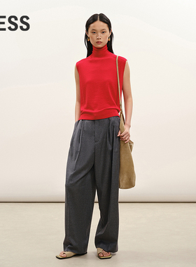【商场同款】LESS2026春新款休闲通勤绵羊毛阔腿西裤女2Q1E14020