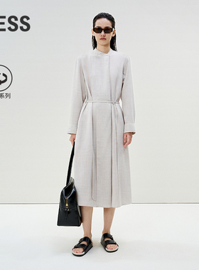 【0压系列】LESS春中式简约宽松气质环保长袖连衣裙2P2G13770