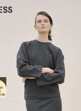 【商场同款】LESS2025冬新款纯色通勤含羊绒套头卫衣女2PA415520