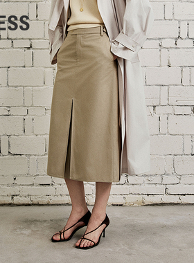 【商场同款】LESS2026春新款通勤直筒全棉开衩半身裙2Q2D10160