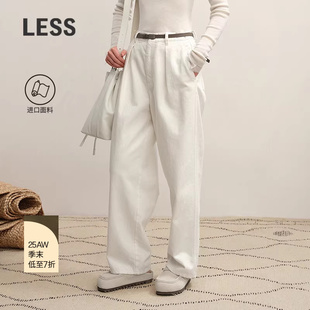 【商场同款】LESS2025冬新款进口全棉直筒休闲白牛仔裤2P0E16510