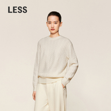 LESS秋冬圆领套头针织衫女简约慵懒复古绞花纯色毛衣2OA311610
