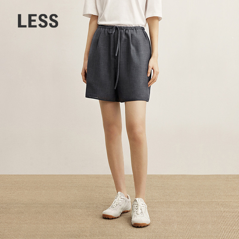 【商场同款】LESS2025年秋新款绵羊毛纯色直筒休闲短裤2P7E18560,女装/女士精品,休闲裤,淘宝优惠券,粉丝福利购,淘宝优惠卷