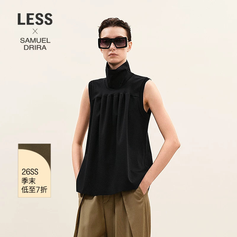 LESS精工高领无袖T恤女图片