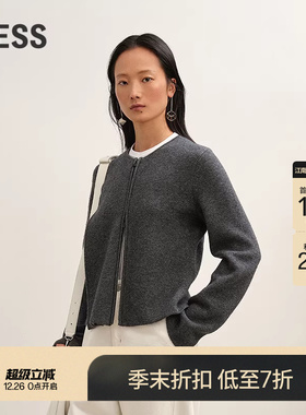 【商场同款】LESS2025年冬新款含山羊绒短款拉链针织衫2P0315840
