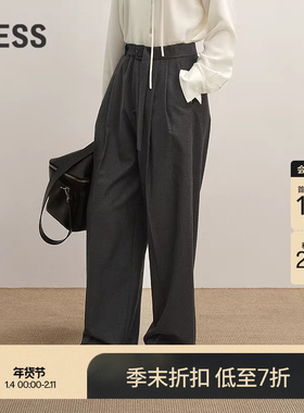 【商场同款】LESS2025年秋新款棉羊毛通勤西装阔腿裤女2P9E17980