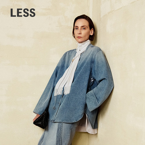 LESS时尚拼接假两件牛仔夹克