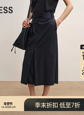 【商场同款】LESS2025秋新款后开叉直筒休闲西装半身裙2P7D15430