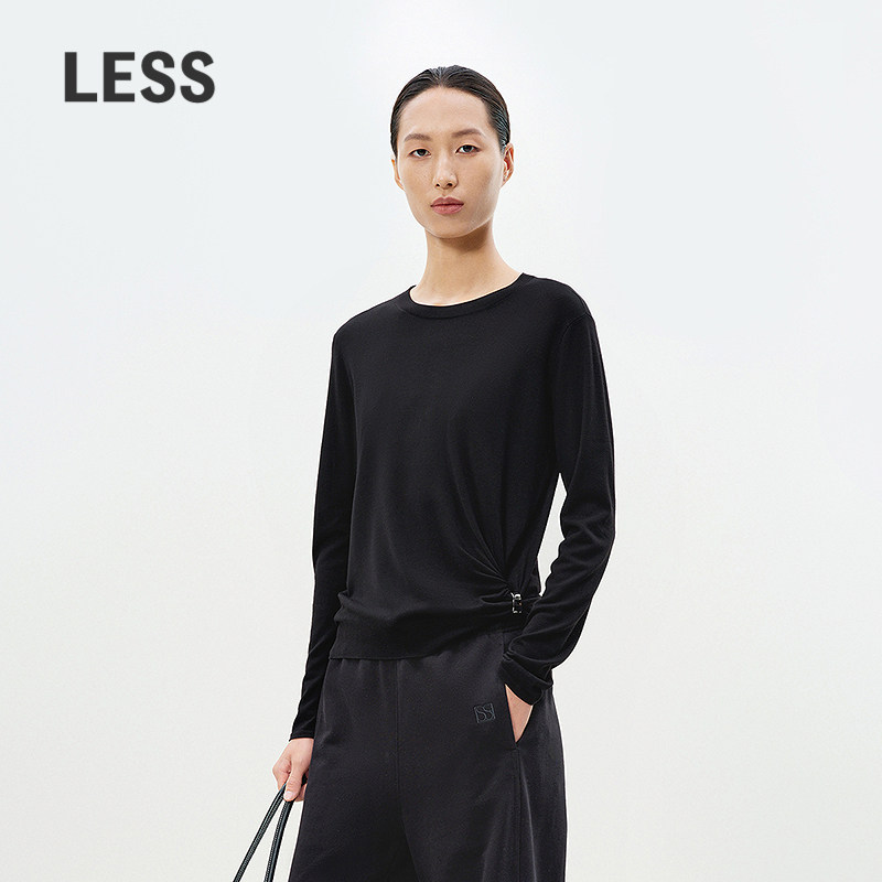 【精工系列】LESS春简约休闲绵羊毛修身套头针织衫女2P2313