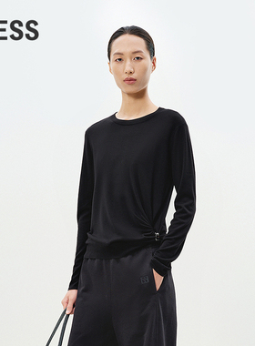 【精工系列】LESS春简约休闲绵羊毛修身套头针织衫女2P2313180