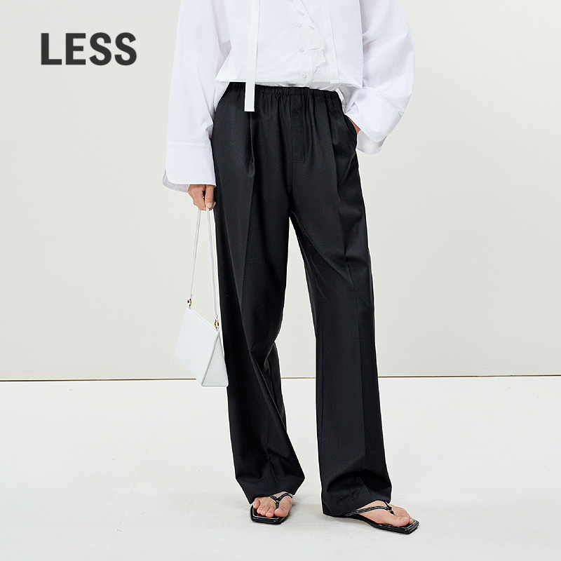 LESS松紧腰通勤直筒西装裤子女