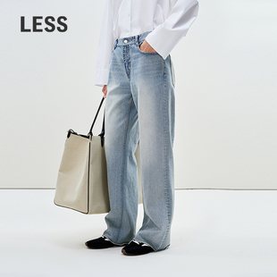 女2P3E13920 水洗通勤简约复古直筒牛仔裤 LESS春全棉挺括时尚 长裤