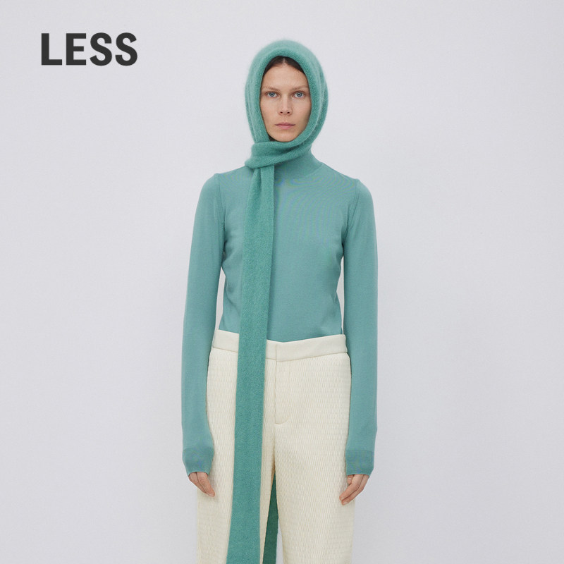LESS秋冬绵羊毛高领毛衣女简约纯色套头针织衫2NB313560