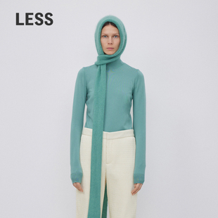 LESS秋冬绵羊毛高领毛衣女简约纯色套头针织衫 2NB313560