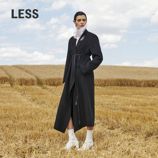 高级感系带长款 LESS冬双面呢大衣女西装 外套2O0823750 0压系列