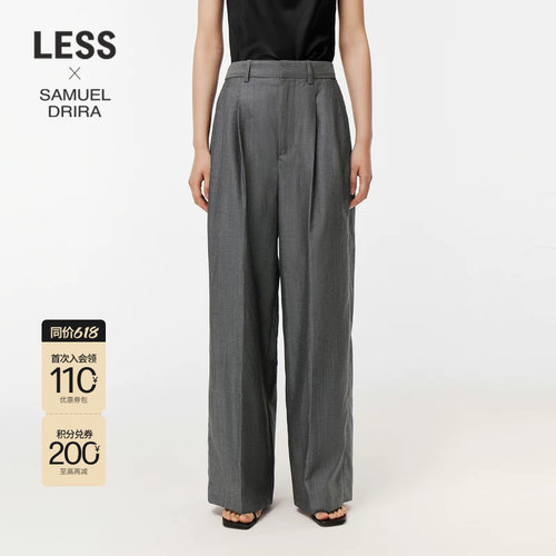 【LESSxSamuel】春秋绵羊毛宽松长裤女时尚直筒西装裤2O7E13190
