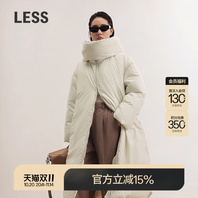 LESS冬简约加厚羽绒衣女宽松舒适直筒立领长款羽绒服2OAC12940