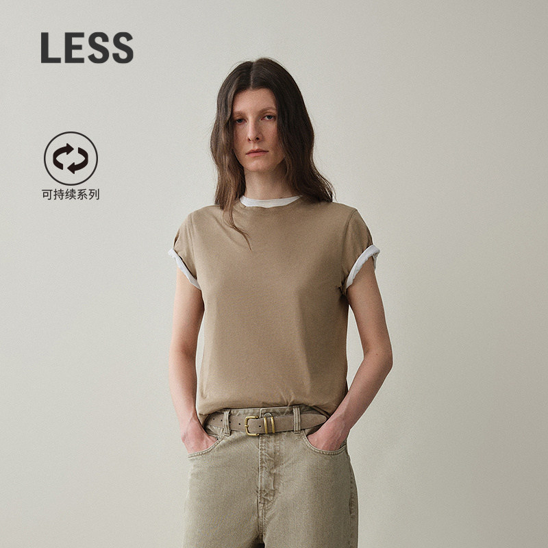 LESS绒感环保T恤女全棉图片
