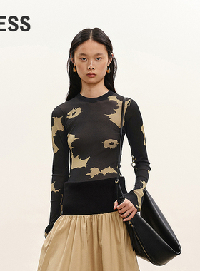 【商场同款/CNY系列】LESS2026春新圆领修身皮肤衣T恤女2Q1113220