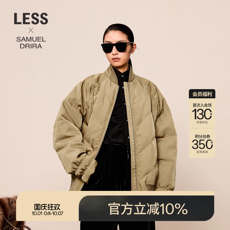 LESS复古老钱风棒球夹克羽绒服