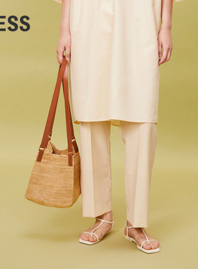 LESS草编海边度假沙滩休闲简约编织菜篮子单肩包3O4L24050